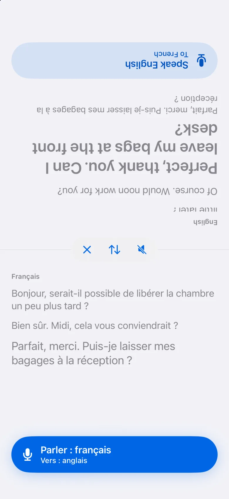 Mode face à face avec la moitié supérieure retournée