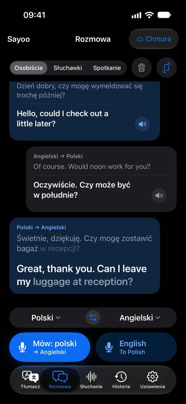 Rozmowa w trybie ciemnym