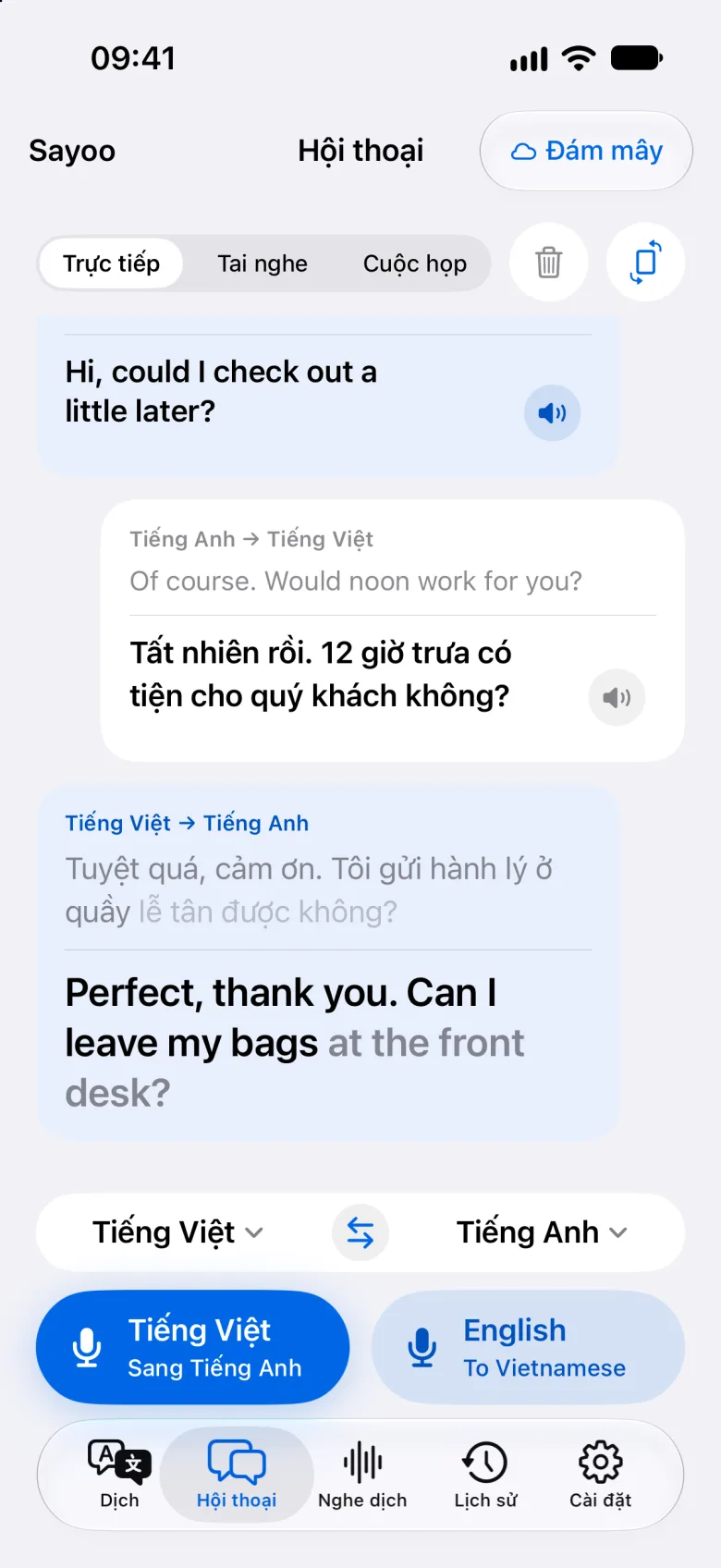 Một cuộc hội thoại song ngữ trong Sayoo